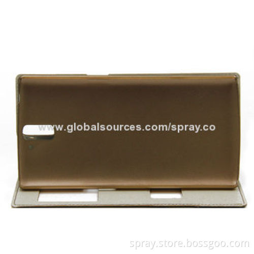 PU Leather Case for Mobile Phone, with Clear Window and Stand